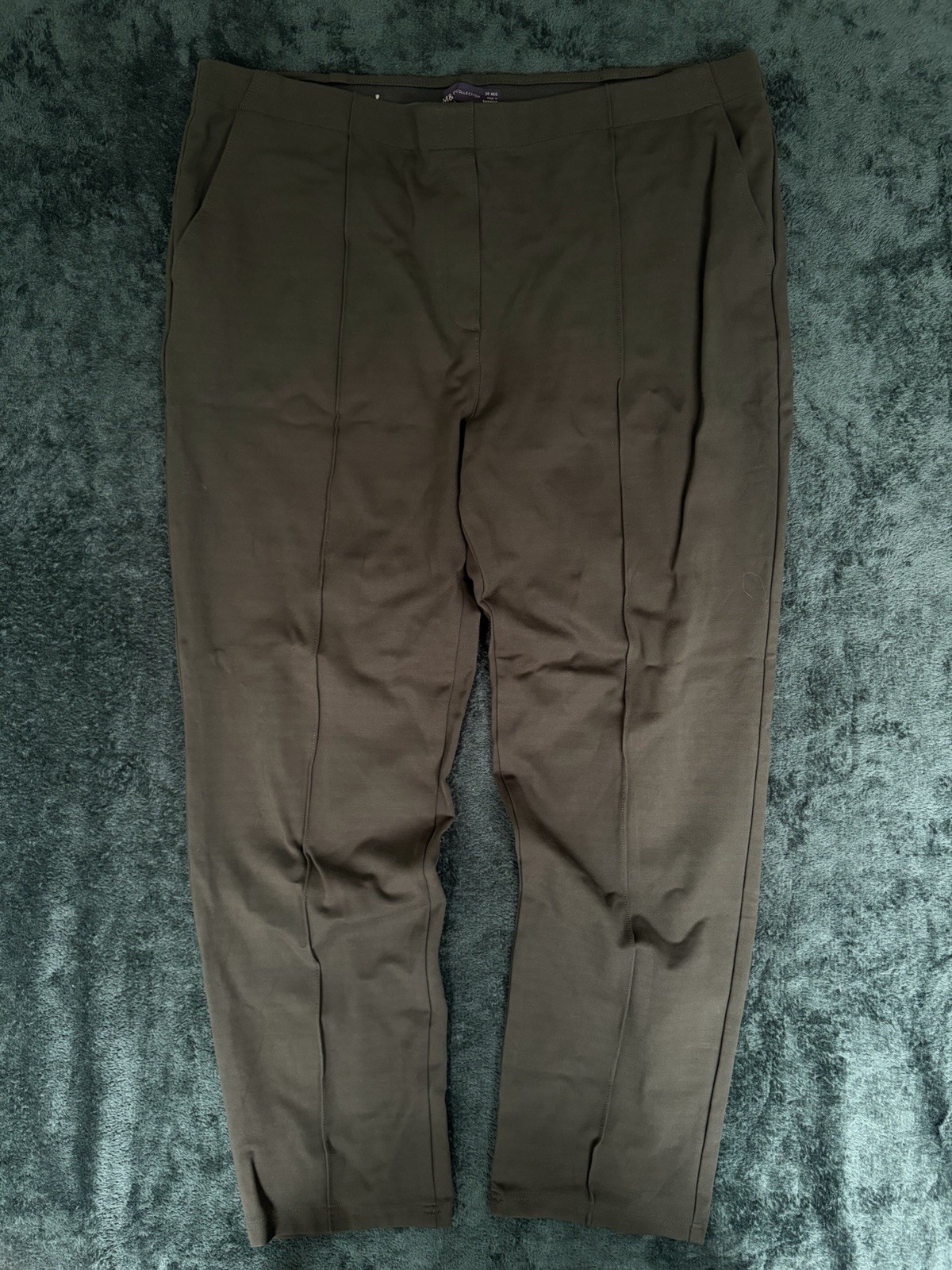 M&S Collection Jogger Style Stretch Middle Crease Straight Leg Trousers Size 20