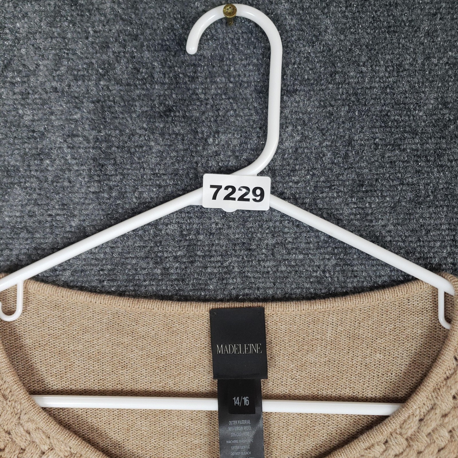 Madeleine Sweater Womens 14/16 Beige Tan Wool Cashmere Pullover Textured Knit