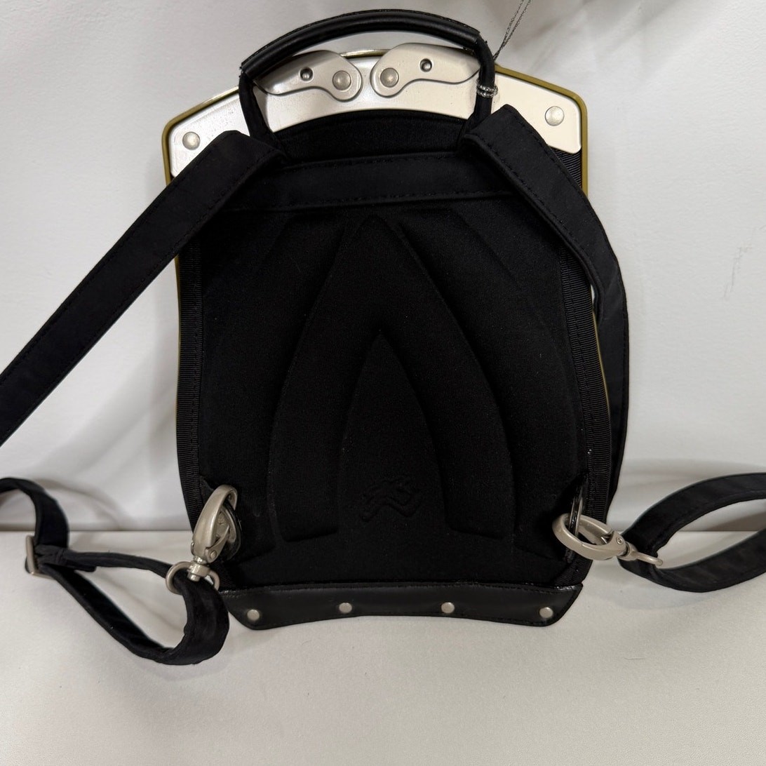 Boblbee Scarabée hard-shell mini backpack St Tropez model in metallic gold.