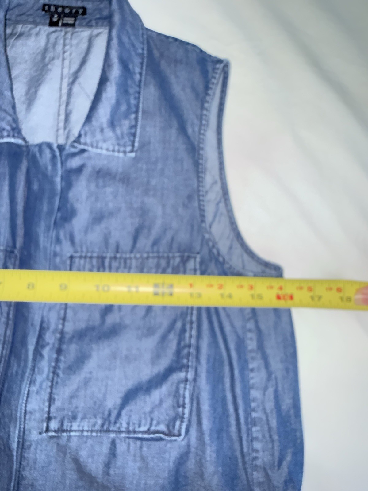 Theory Blue Sleeveless Zip-Front Vest w/ Pockets Collared Women P Petite