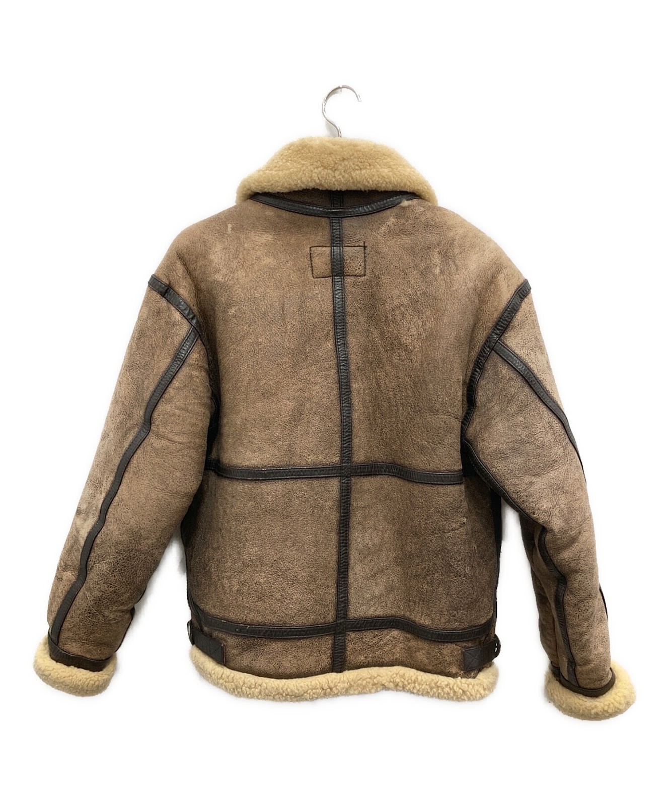 Authentic SAN FLIO B-3 Sheepskin Leather Jacket M Brown Men #9758