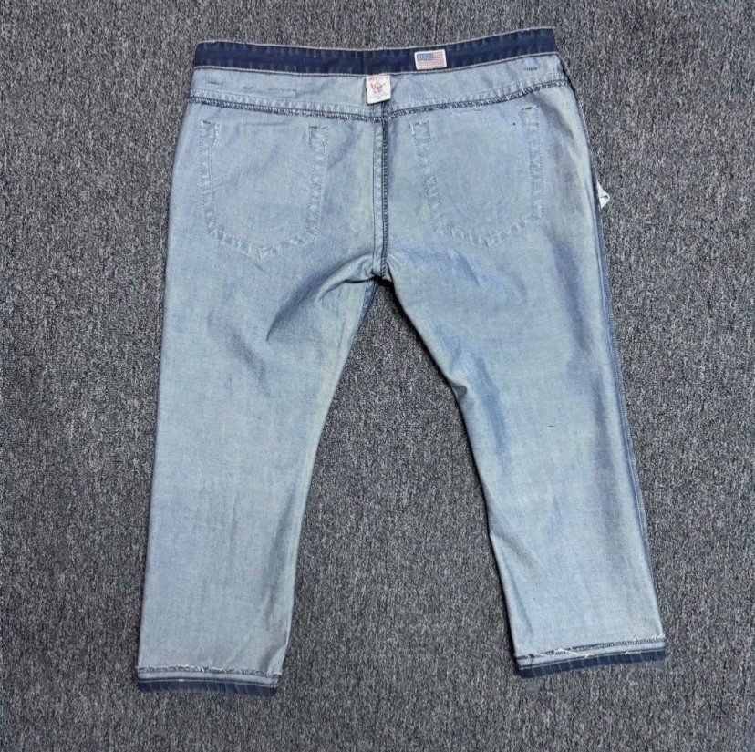 True Religion Men’s Straight Jeans | Blue Denim with White Stitching