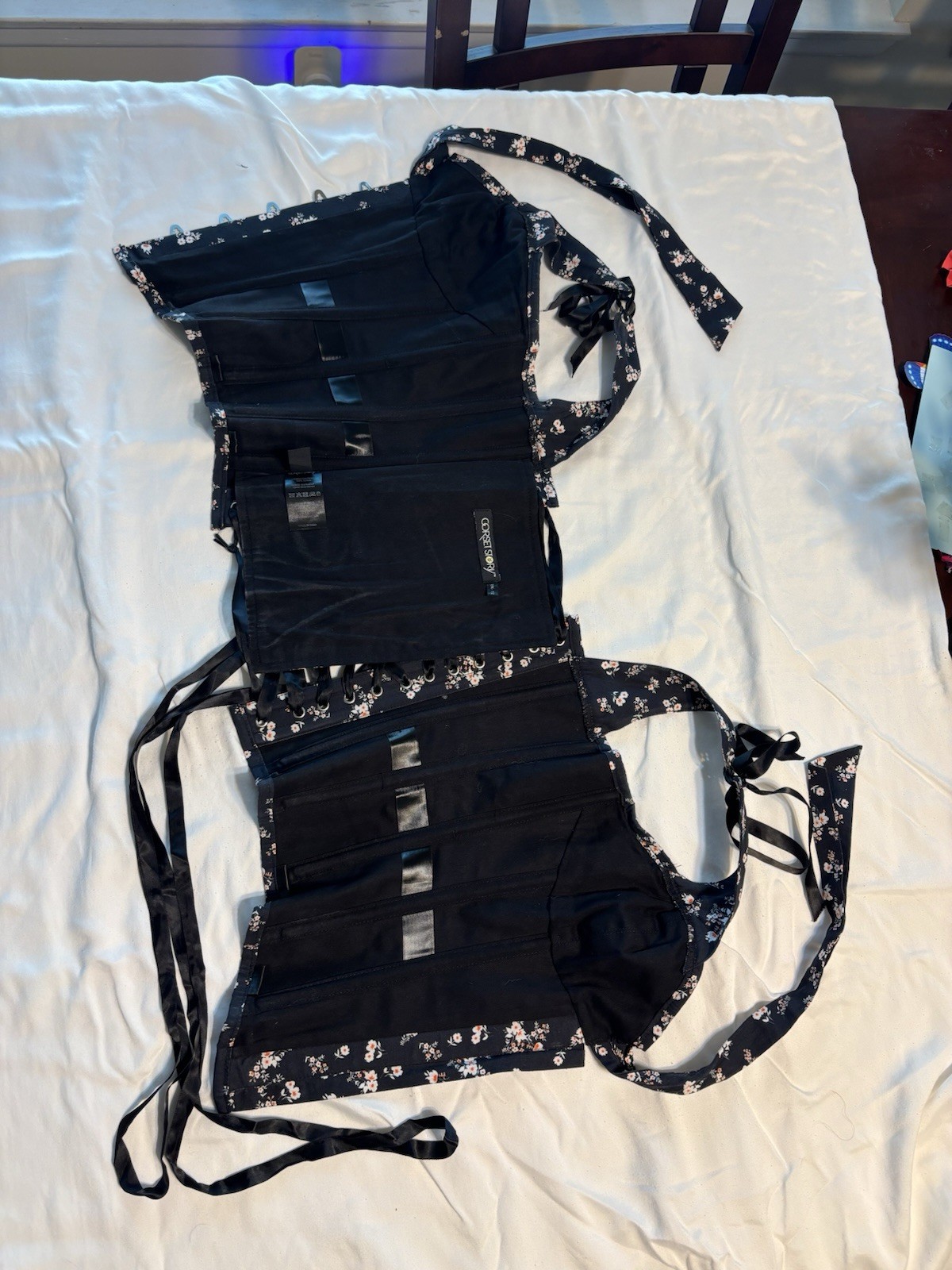 Corset Story Black Floral Overbust Steel Boned Corset UK12 Cottagecore Victorian