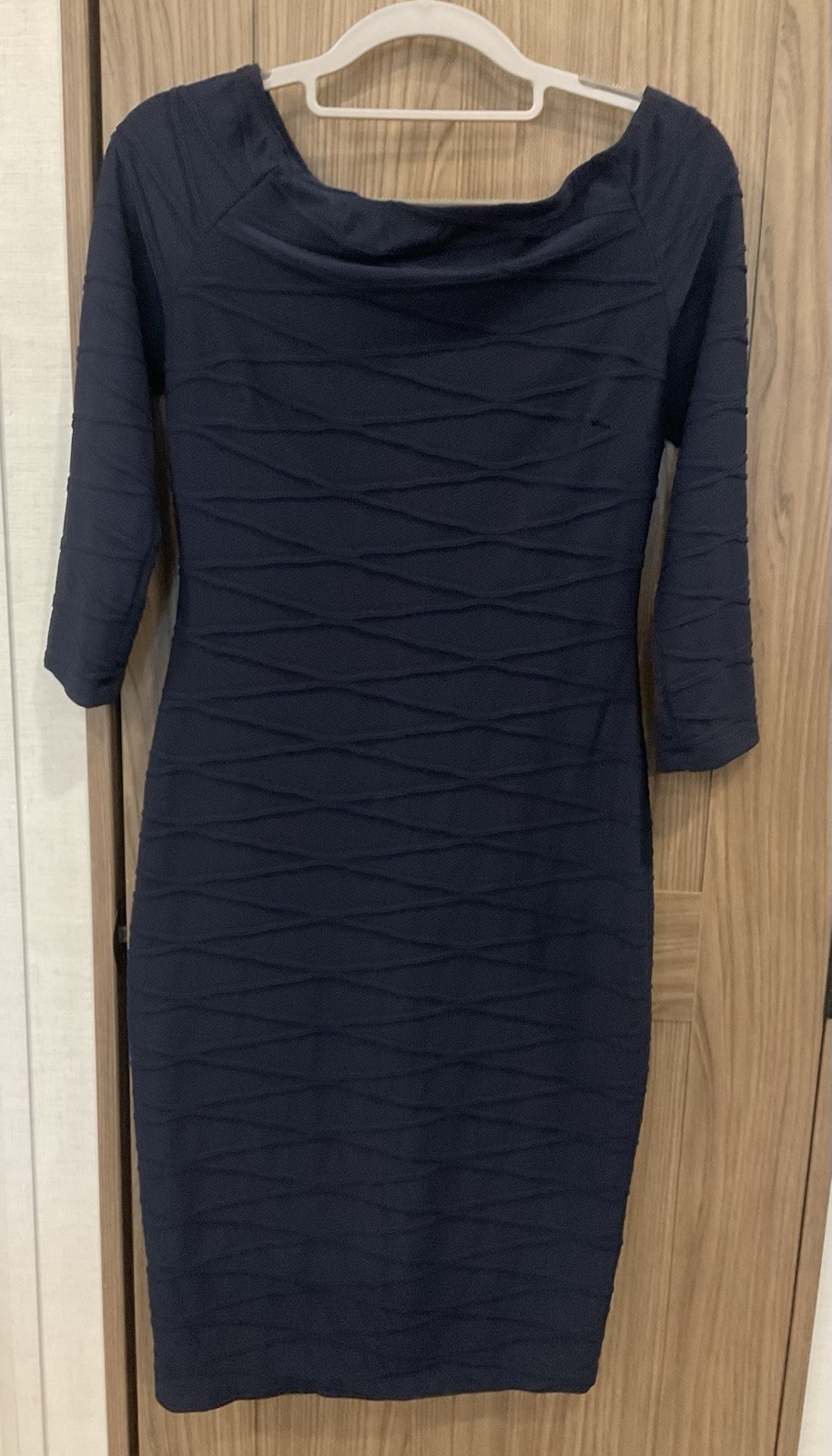 Rebecca B. Womens Blue ZIP Up Long Sleeve Off Shoulder Dress Size 8