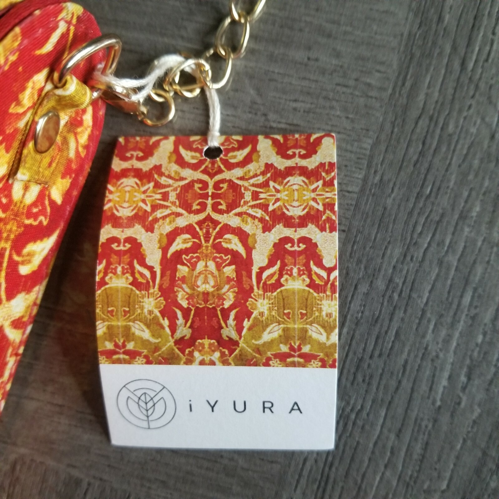 IYURA Red & Gold Snap Closure Purse Bag With Gold Tone Shoulder Chain