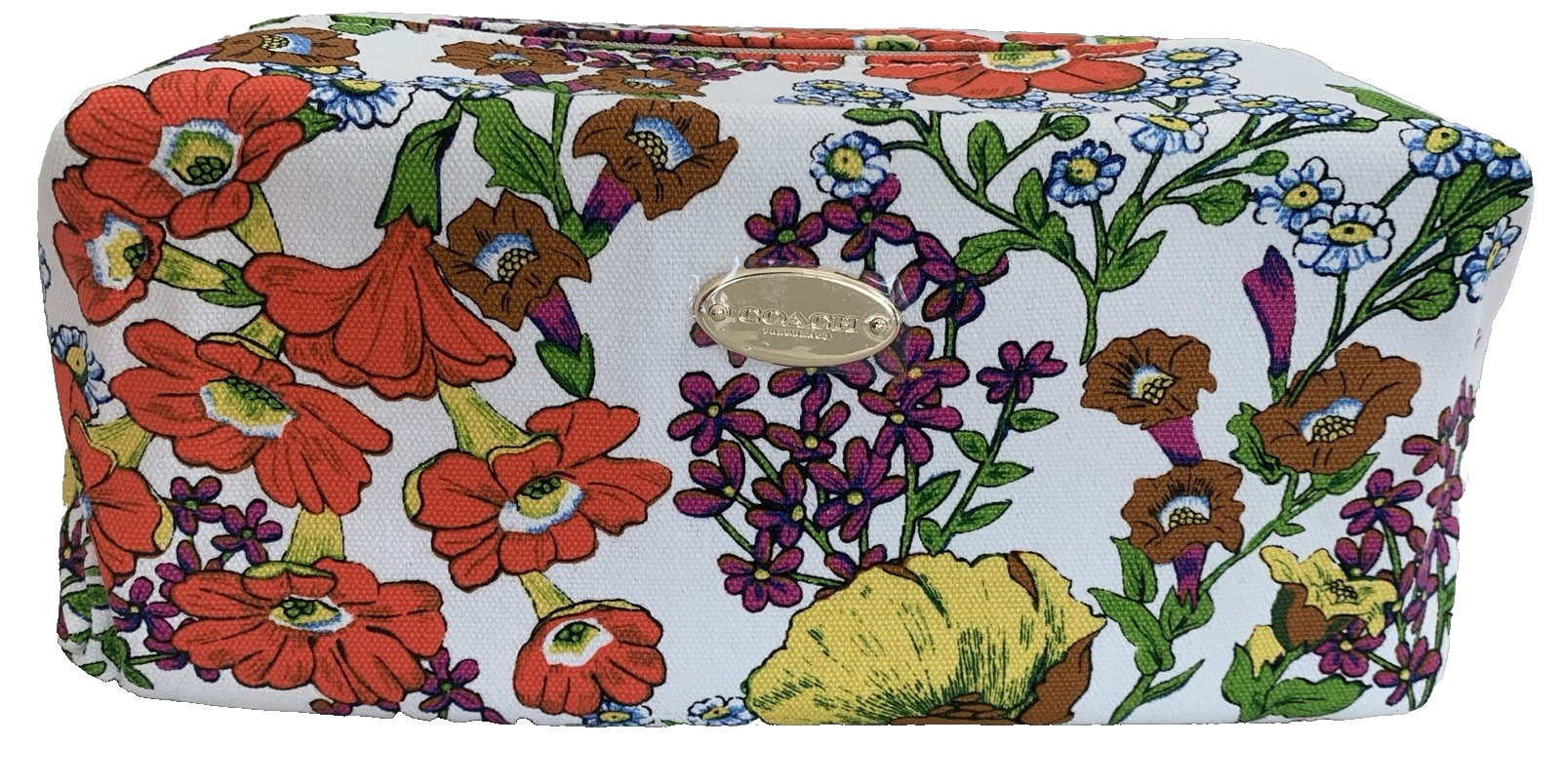 COACH Fragrance Pouch white floral toiletry cosmetic travel Bag flower design