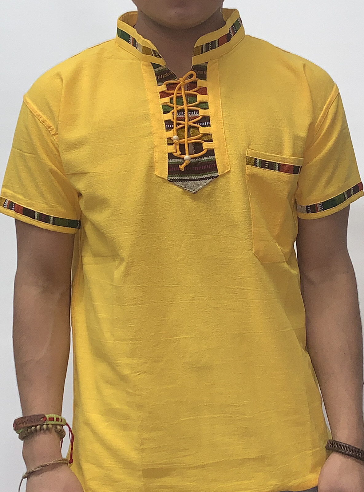 CAMISA TIPICA GUATEMALTECA COLOR AMARILLO