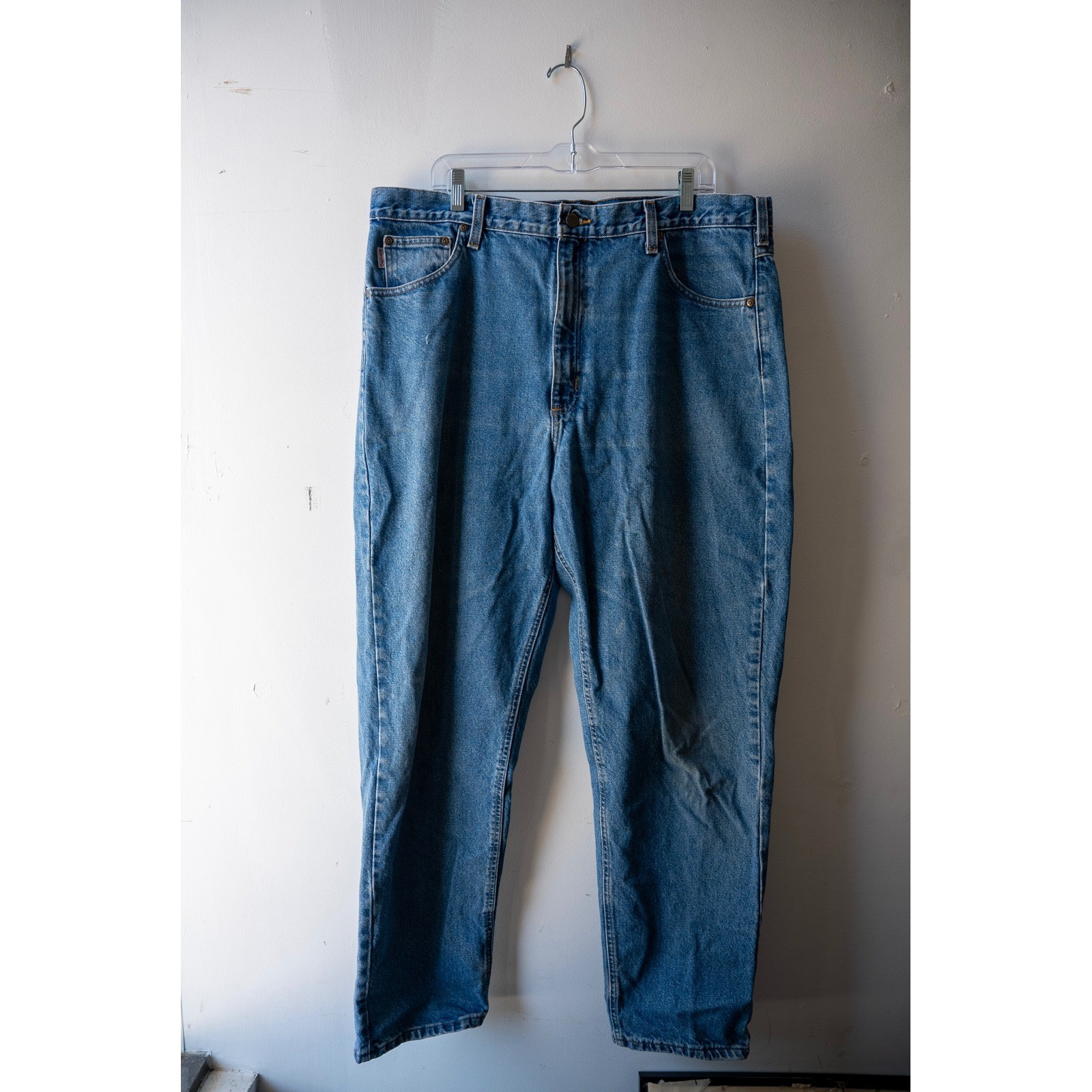 Carhartt Mens Relaxed Fit Blue Denim Jeans Medium Wash Workwear 42×30