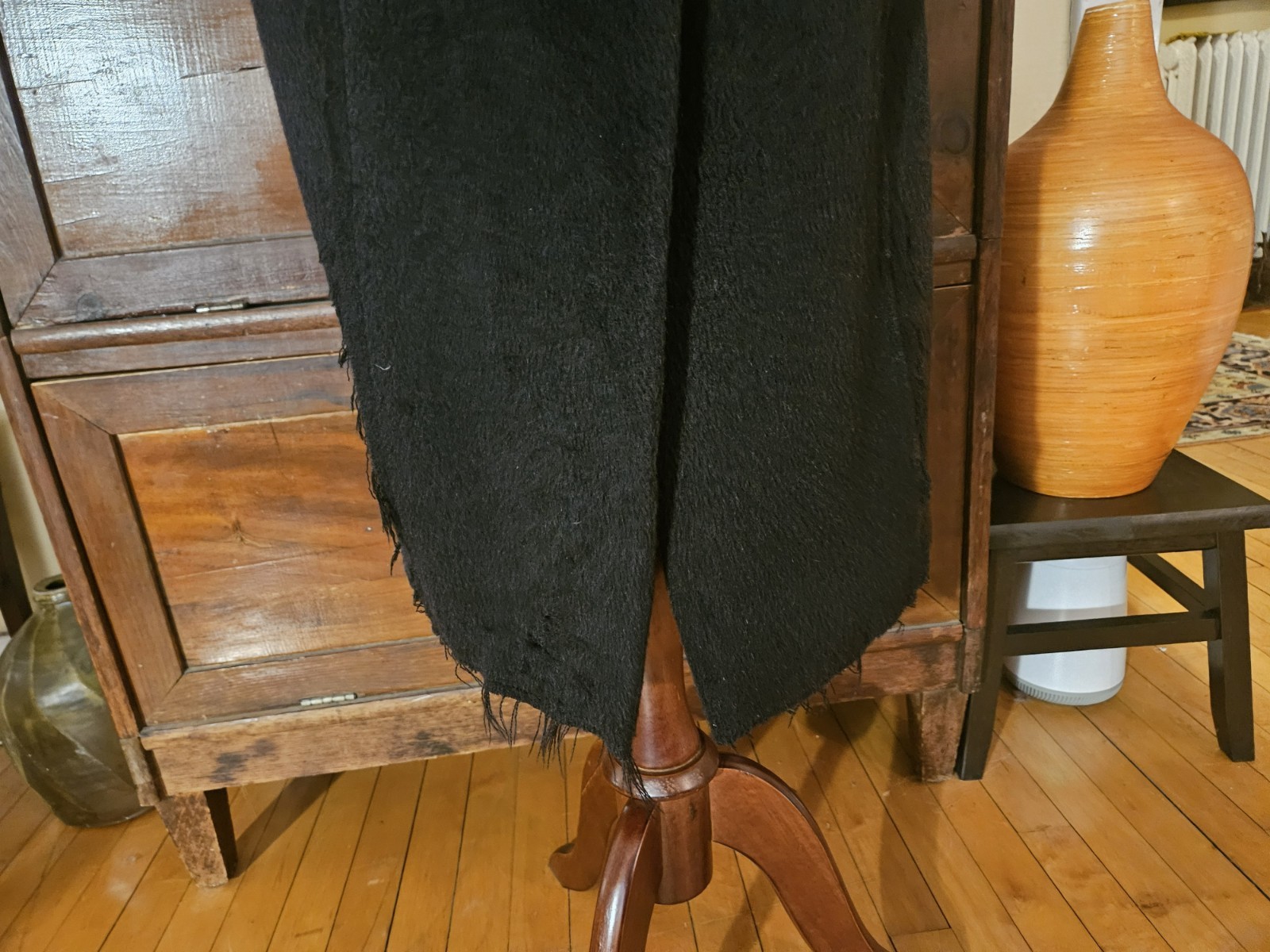 Rundholz DIP Black Alpaca Blend Deconstructed Coat w Ribbon Detail XS/S