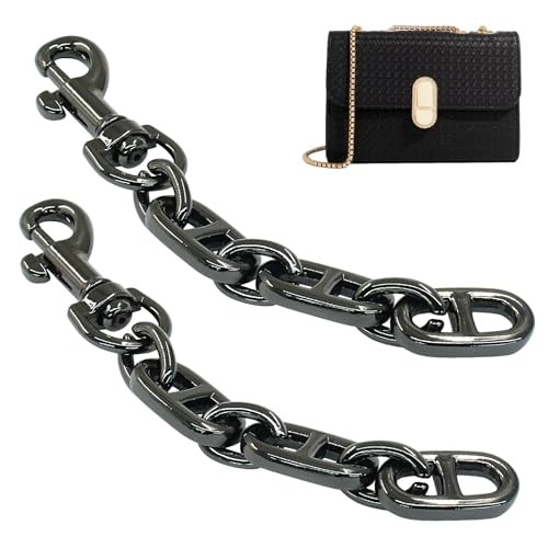 2Pcs Purse Strap Extender, 4.7 Inch Bag Extender Chain, Metal Metallic Black