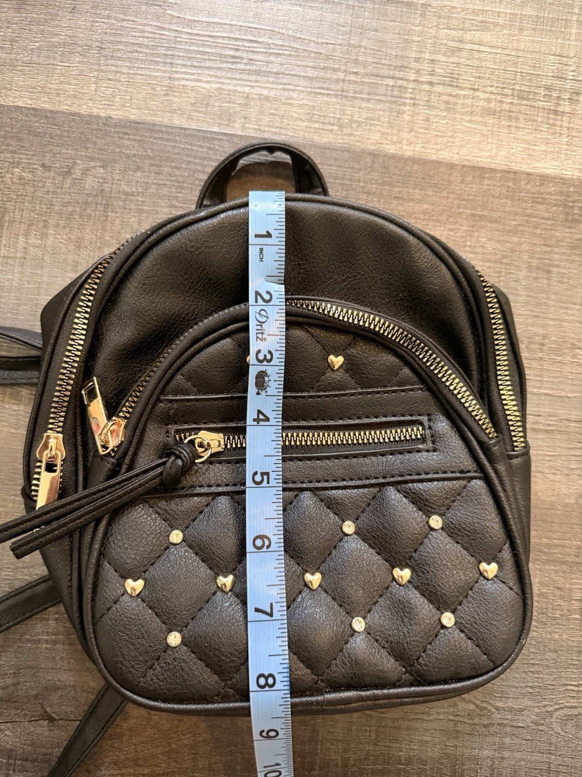 Street Level Black Quilted Mini Backpack Purse, Studs Zip, Edgy Coquette Grunge