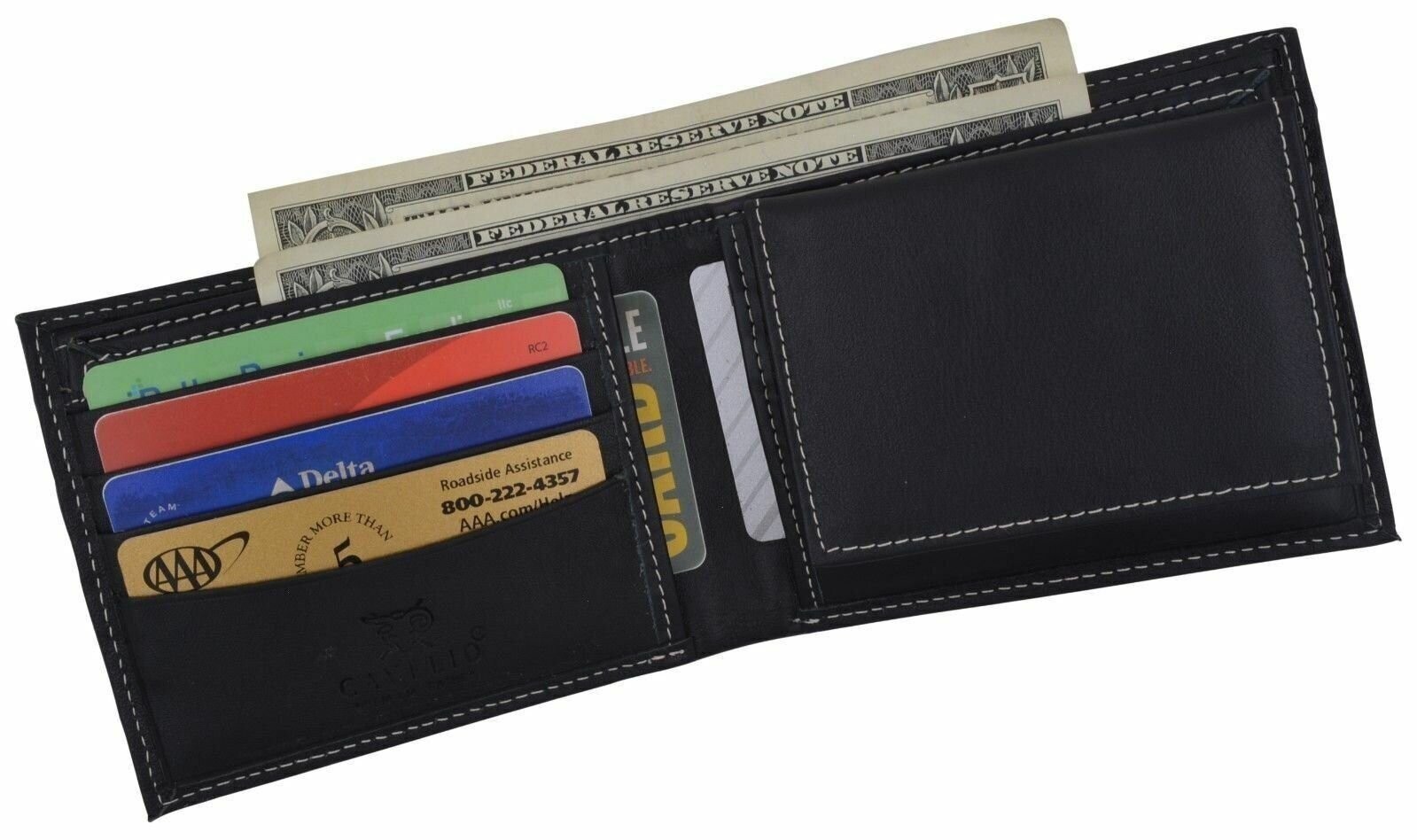 Cavelio Brand New Genuine Leather Bifold Wallets For Men With Flip-Up ID Window