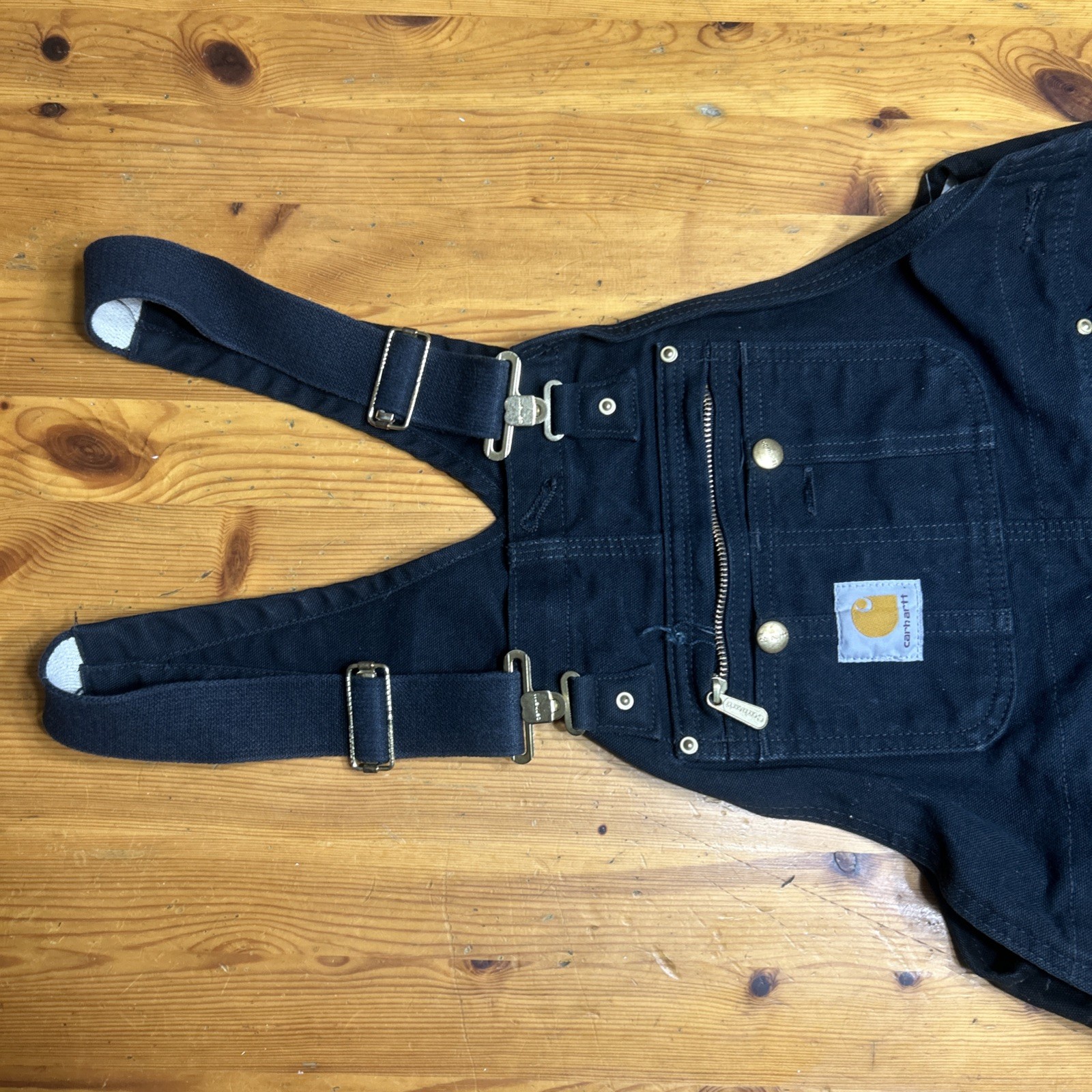 Carhartt 104393 BLK Loose Fit Overall Quilt Lined Firm Duck Insulated Sz Medium