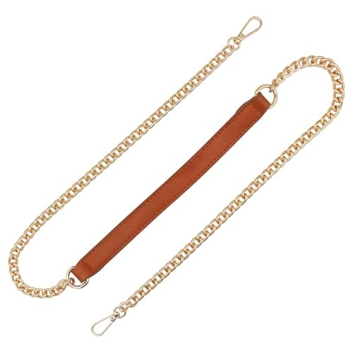 Brown 4.7 Inch Brown Chain Gold Leather 120cm Brown Chain Gold Leather 120cm