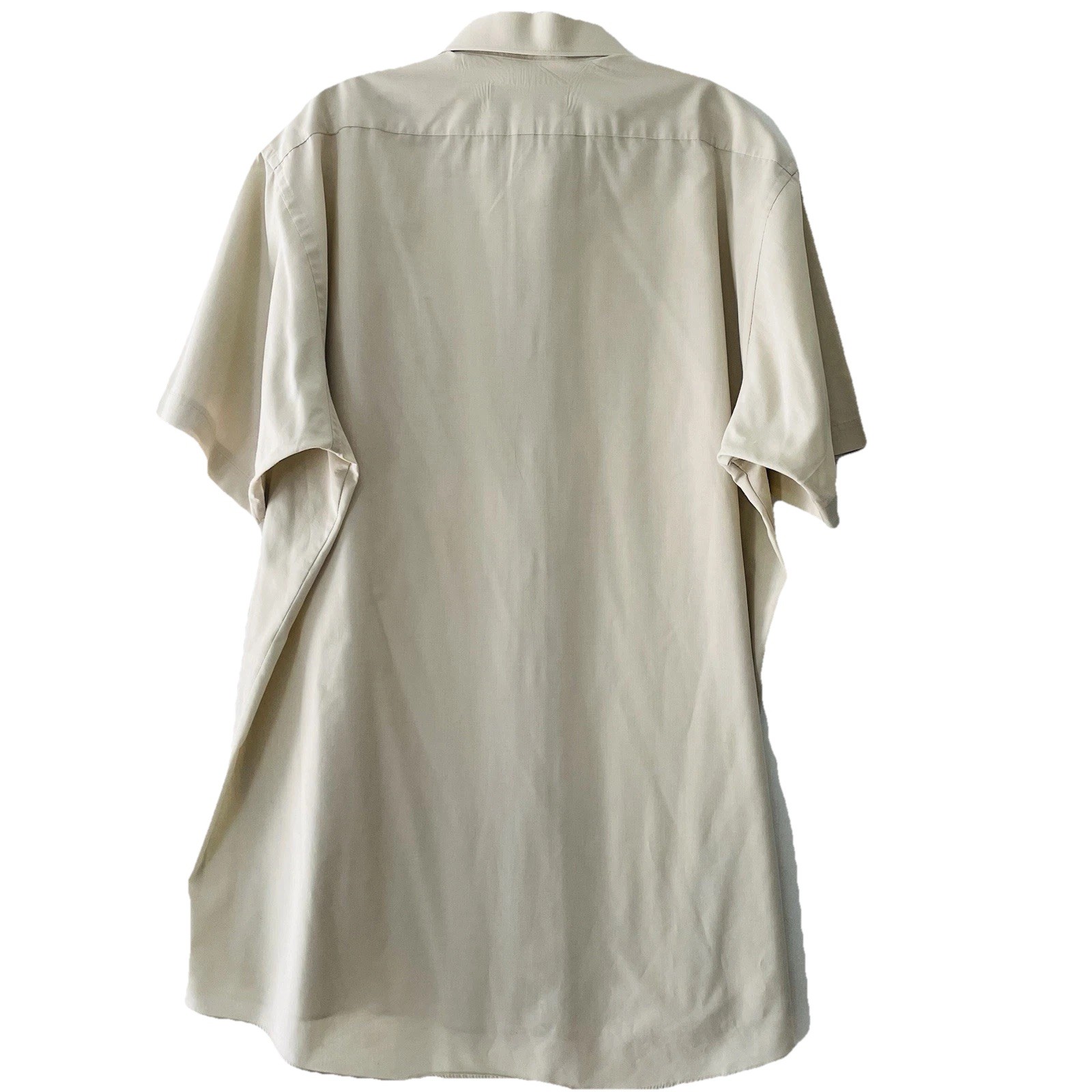David Taylor Mens Size 17.5 XL Beige Short Sleeve Shirt Single Needle Tailoring