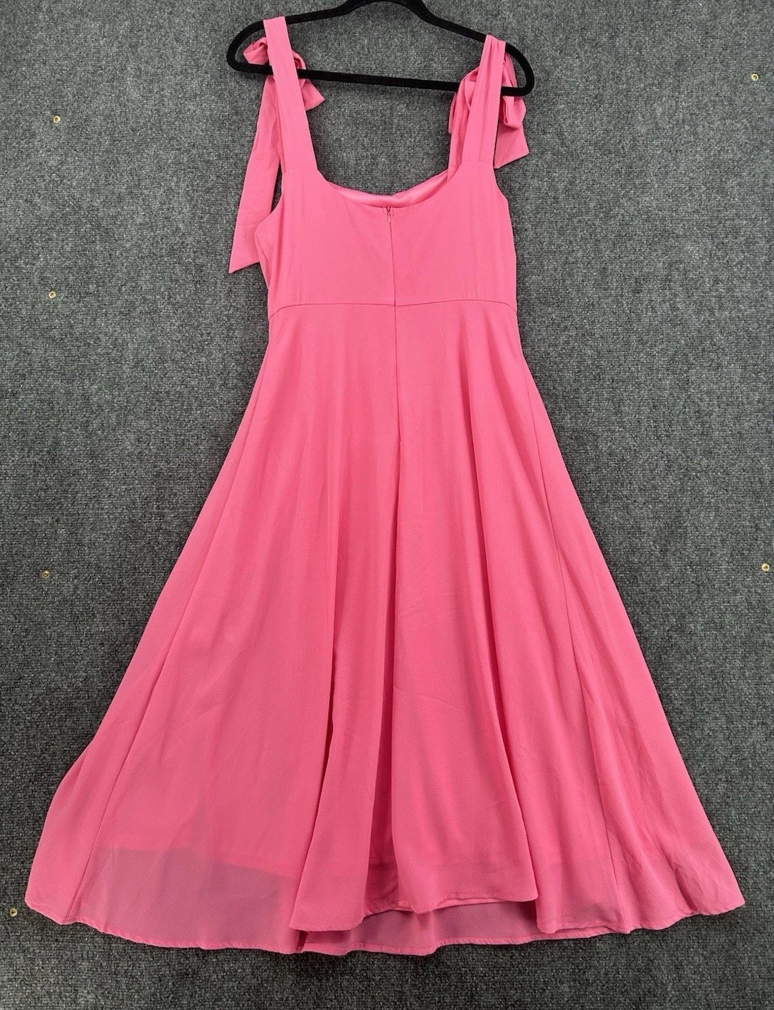 Bright Pink Barbiecore Flared Slit A-Line Midi Dress Womens Size Medium