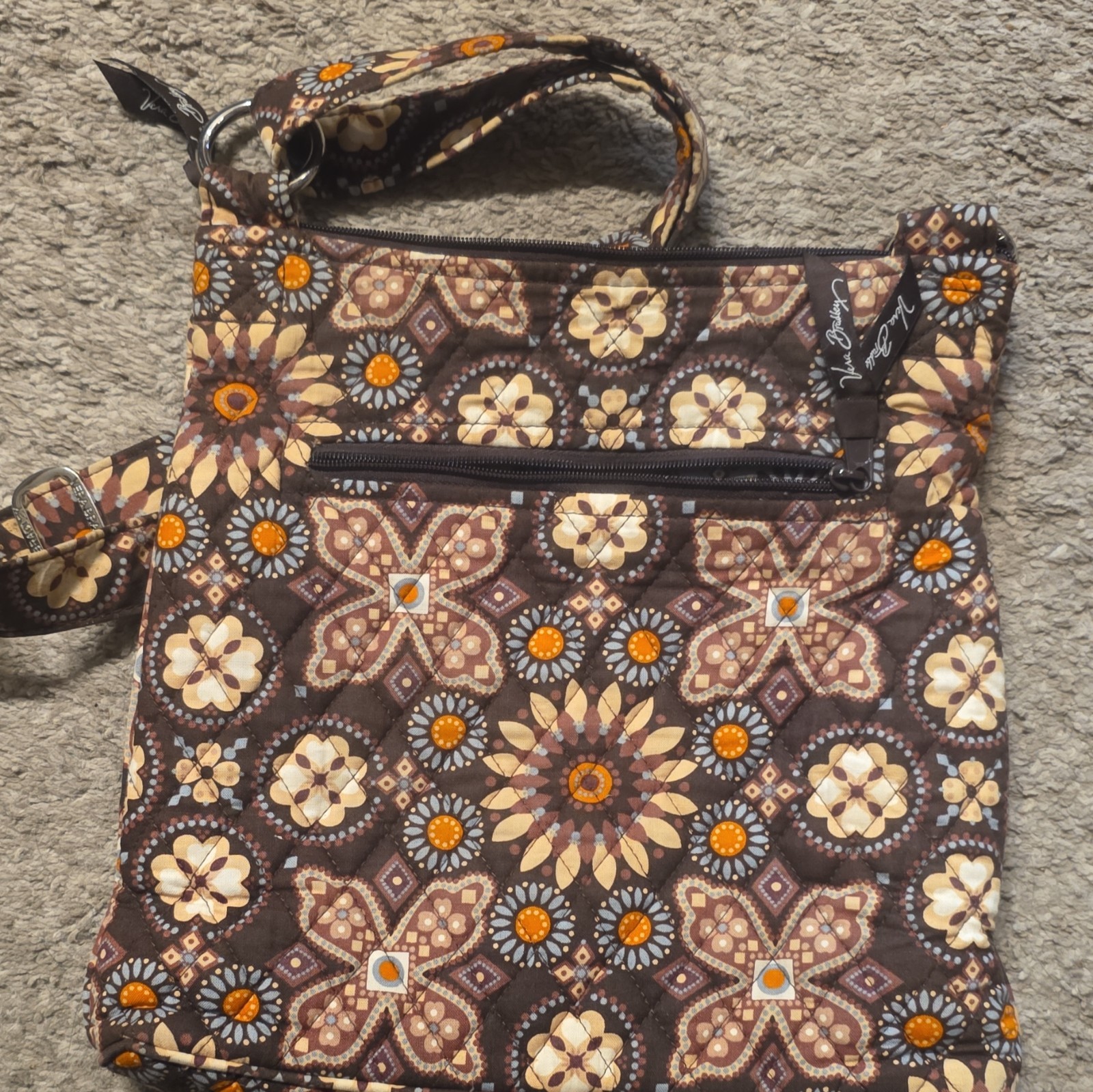 Vera Bradley Floral Quilted Zip Crossbody Bag, Adjustable Detachable Strap