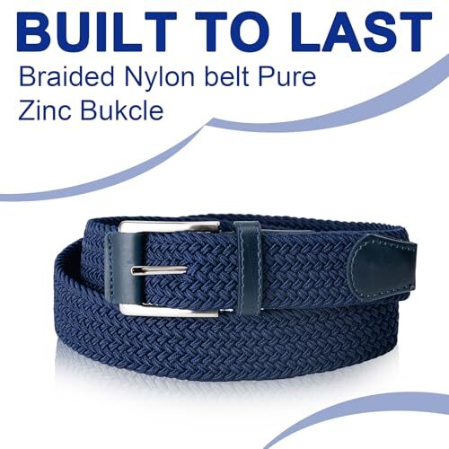 Mens Belt,Canvas Elastic Fabric Woven Stretch Belts for Golf Casual Pants Shirts