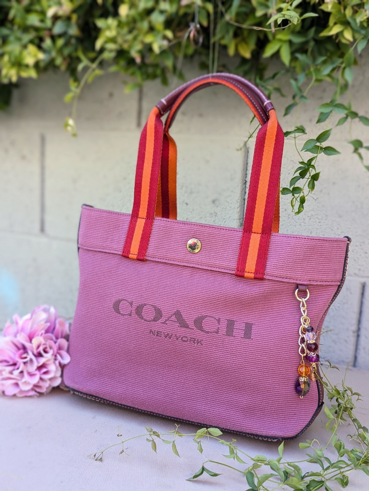 Mint Coach Small Canvas Logo Tote Rasberry CK168 Handbag Purse Satchel Mini Totr