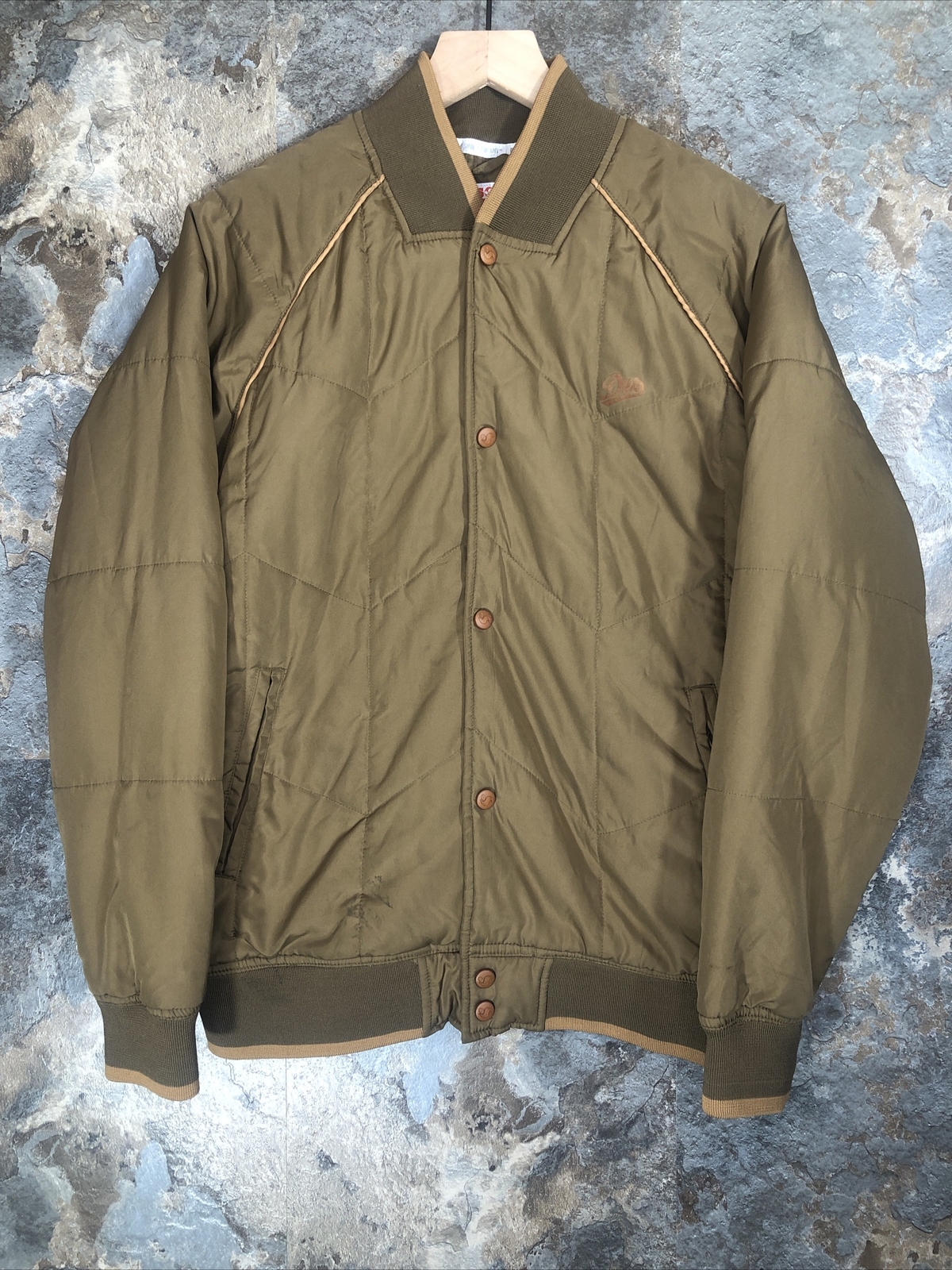 DVS Shoe Company Mens M Medium Bomber Quilted Skater Jacket Brown Snap Button