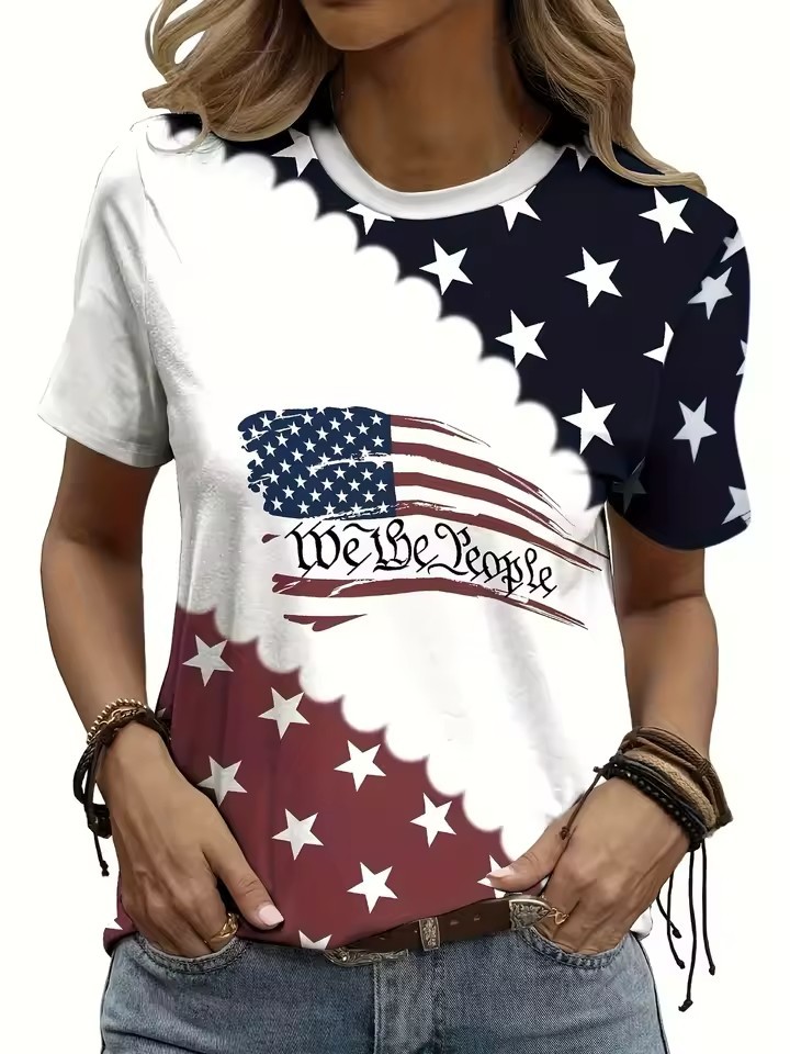 USA America 250th Anniversary Patriotic 4th of July T Shirts Tops for Women