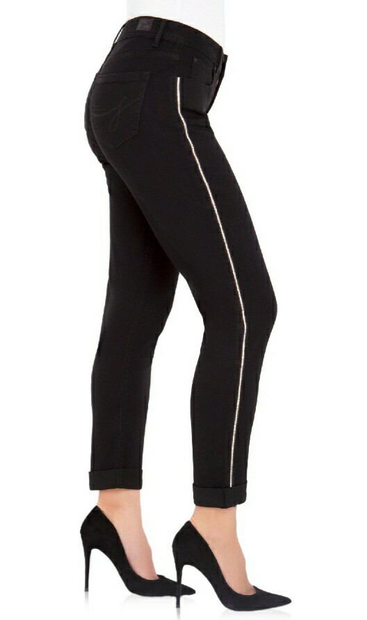 Jordache Women’s skinny boyfriend mid rise black With rhinestone Stripe size 4