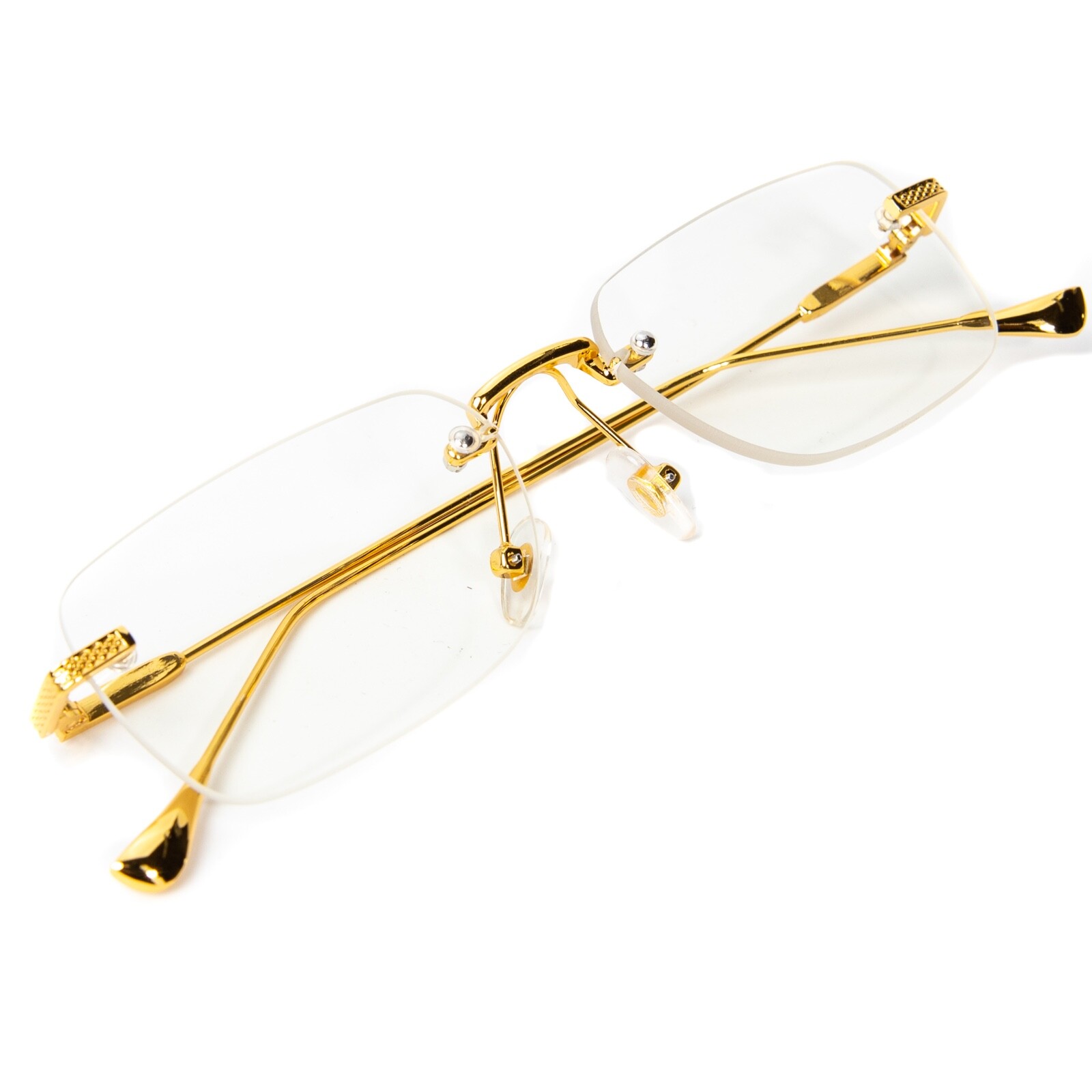 Vintage Gold Frame Rimless Men’s Hip Hop Clear Lens Retro Fashion Glasses