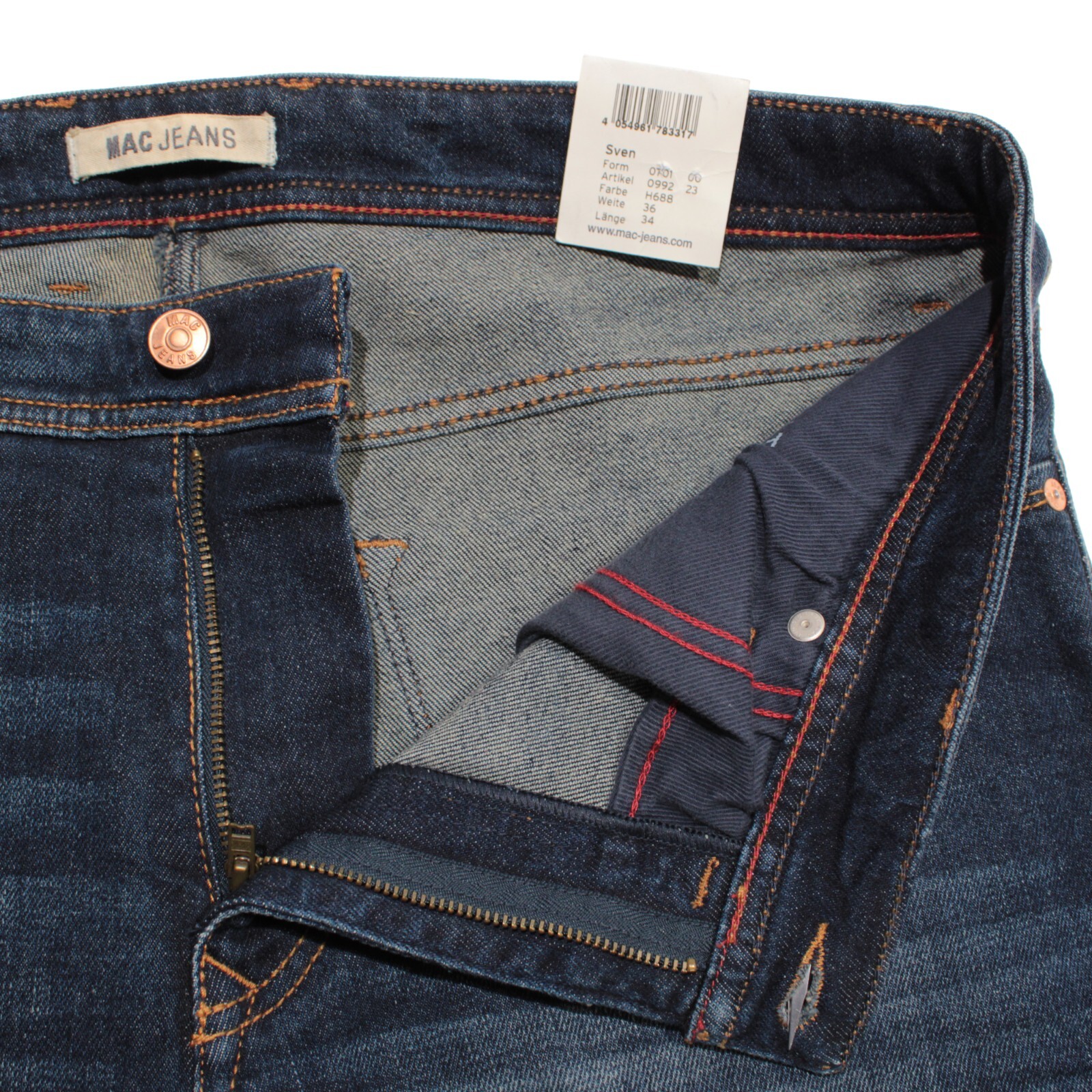 Mac Jeans NWT Workout Denim Jeans Size 36 US Sven in Blue Cotton Blend
