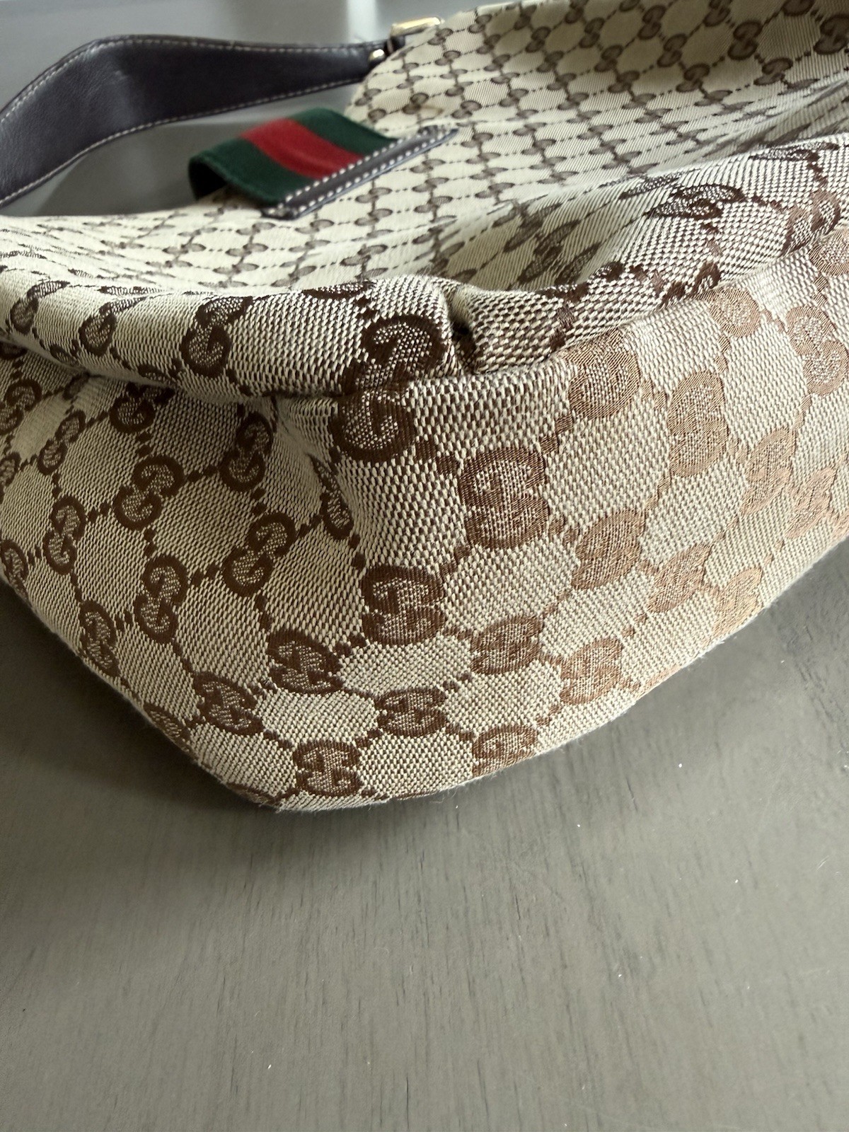 Gucci GG Web Hobo Bag Medium Brown Canvas