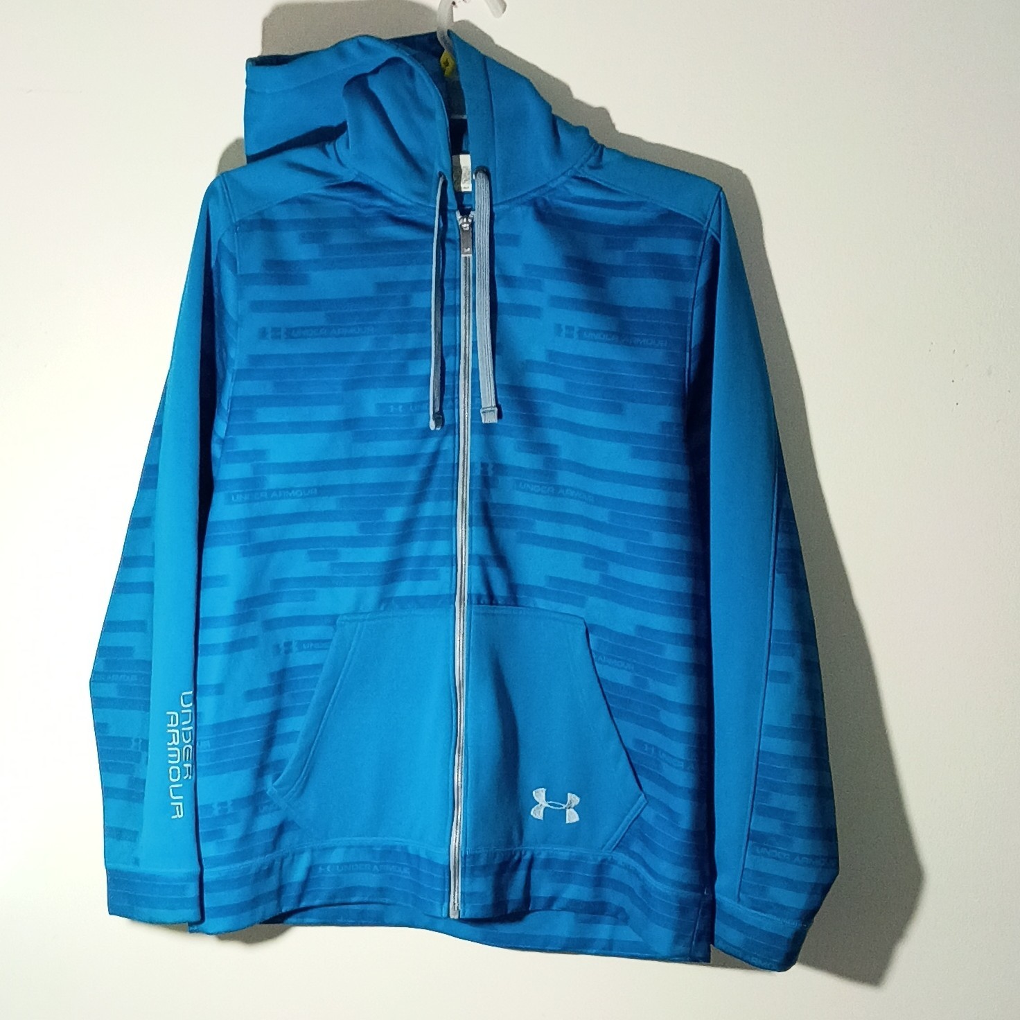 UNDER ARMOUR MENS LOOSE FIT BLUE STRIPE FULL ZIP HOODED JACKET SIZE LARGE