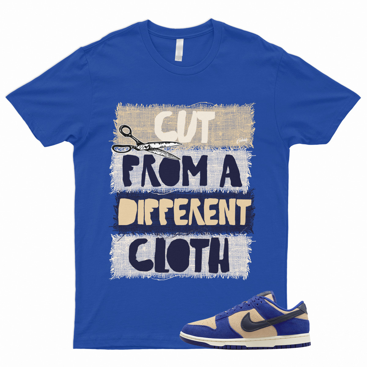CUT T Shirt to Match Dunk Low Blue Suede Tan Cream Midnight Navy Royal 1 Bagel