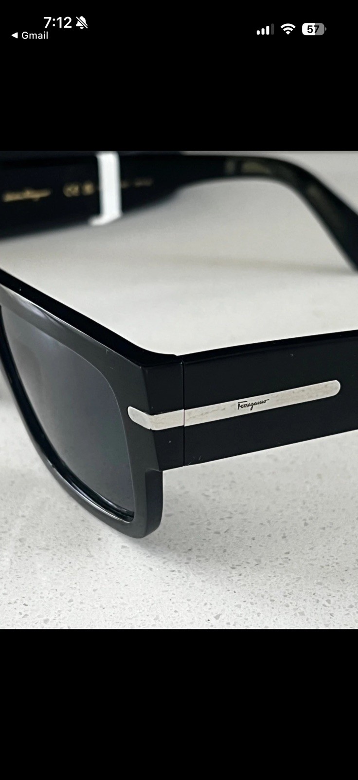 FERRAGAMO Classic Logo 54mm BLACK Rectangular Sunglasses