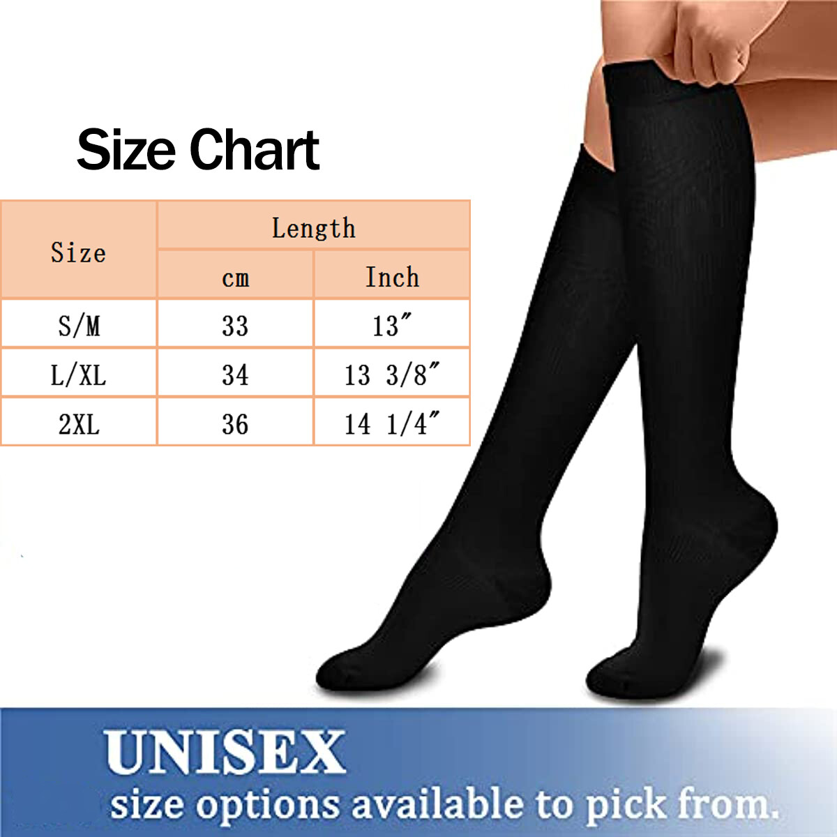 3 Pairs Compression Socks Pain Relief Calf Leg Foot Support Stocking Men&Women