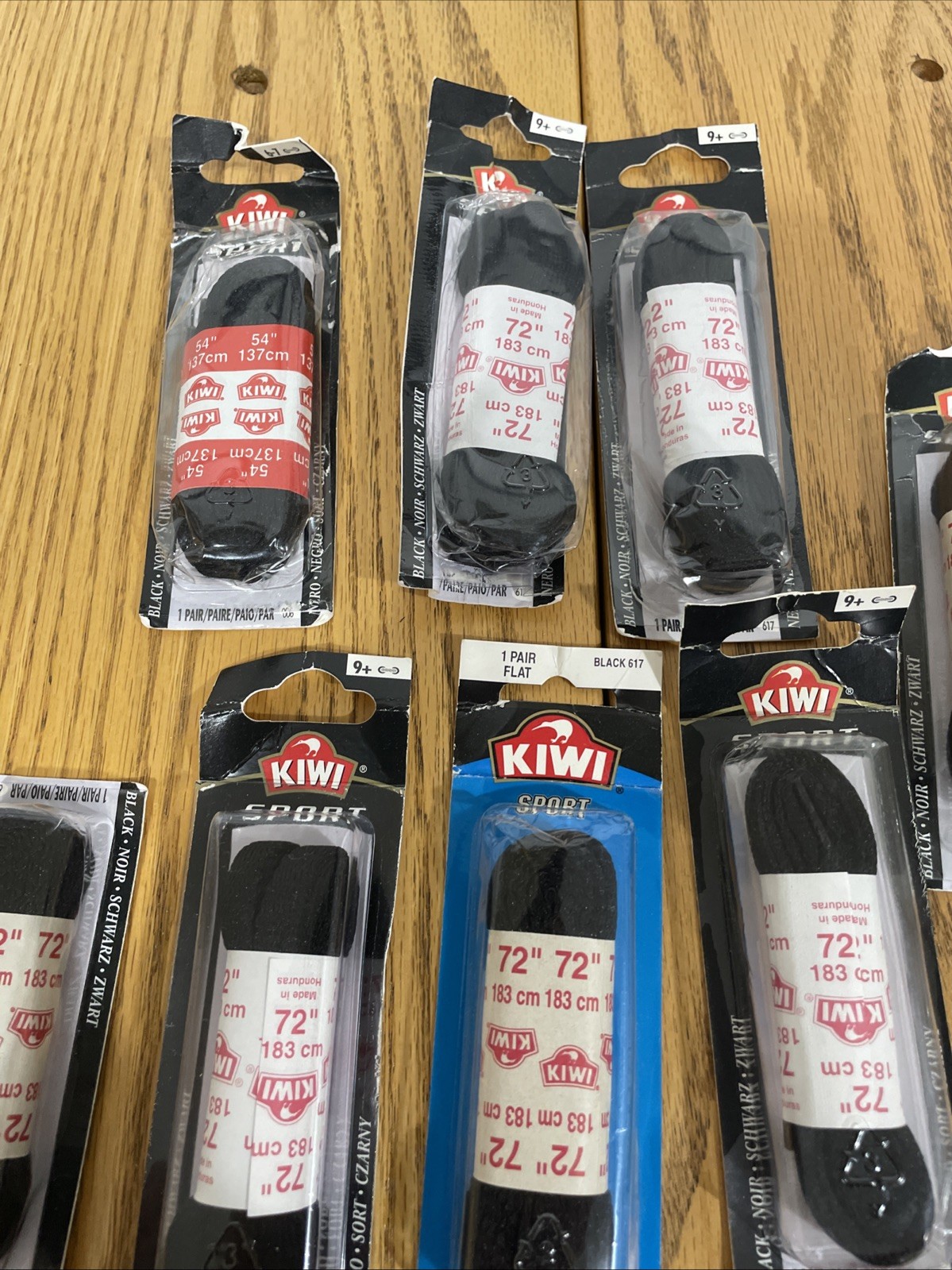 13 pairs Kiwi Outdoor Flat BLACK 72″ Shoe Laces 182 cm 9+ Eyelets Misc Lot