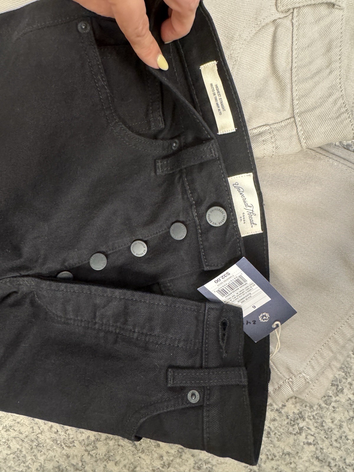 Universal Thread Baby Girl Size 6 3pc Lot Yellow Dress, Beige Pants, Black Jeans