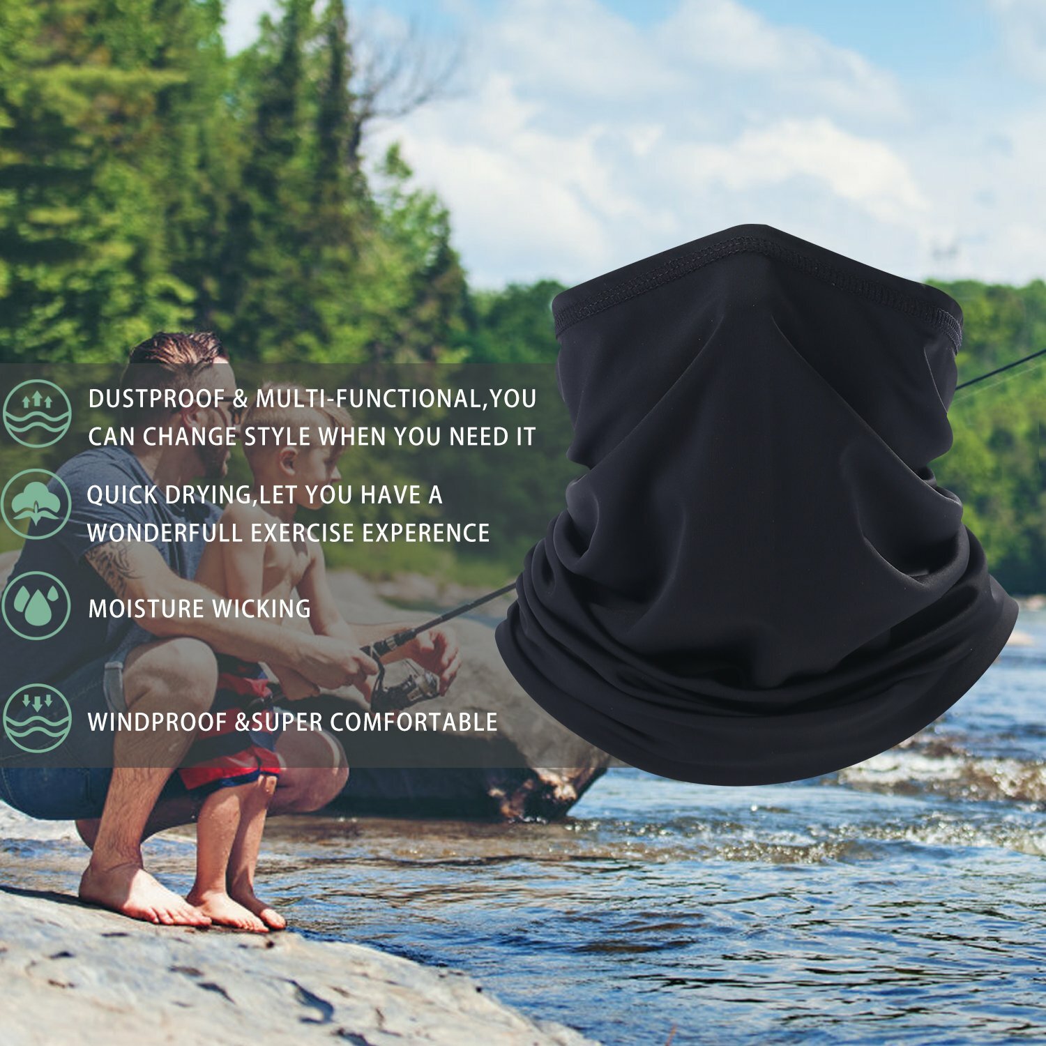 Men Women Thin Balaclava Neck Gaiter Face Mask UV Protection Bandana Scarf Cover