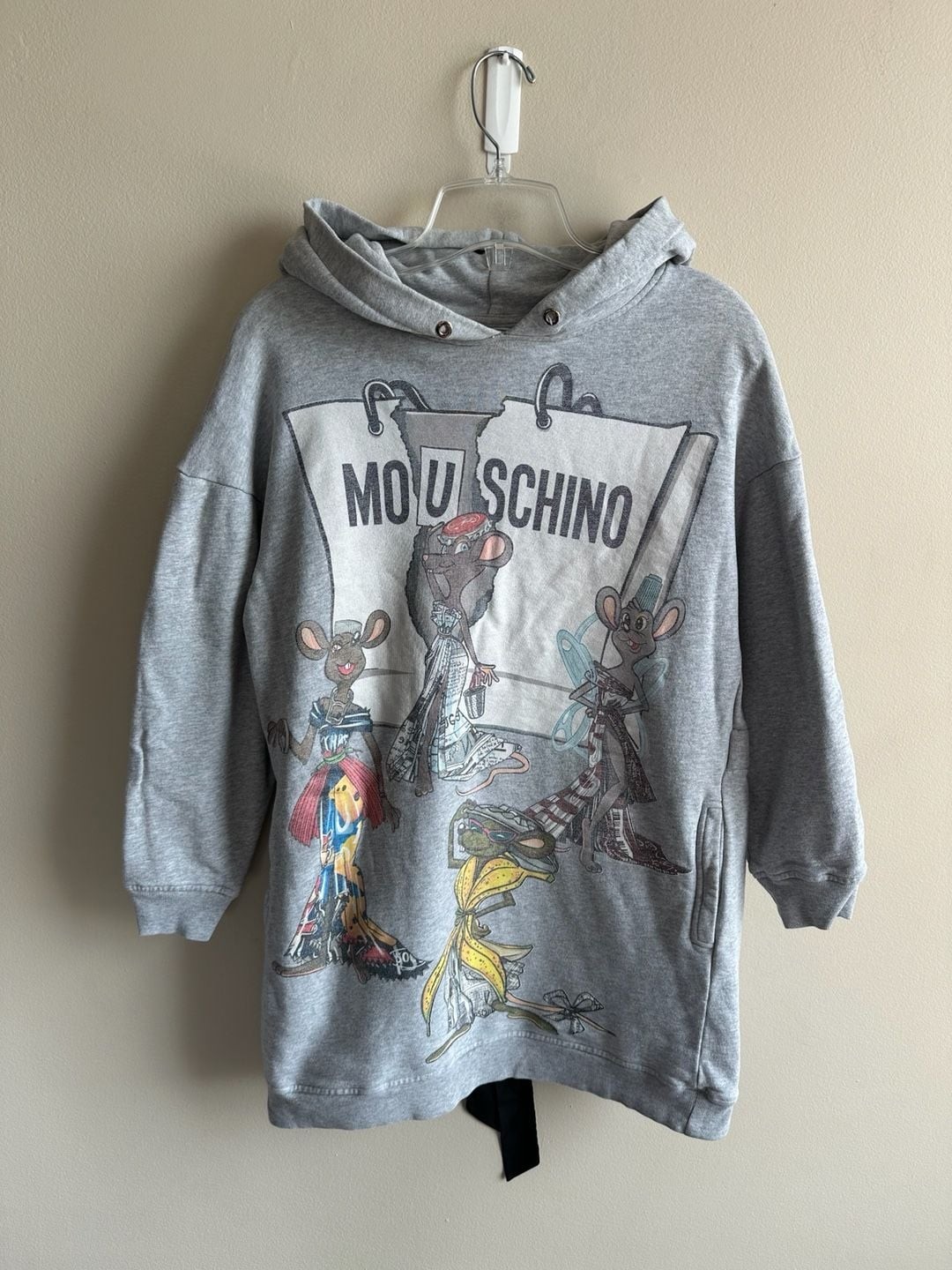 Moschino Couture by Jeremy Scott Grey Hooded Mouse-chino Rat-a-Porter Dress