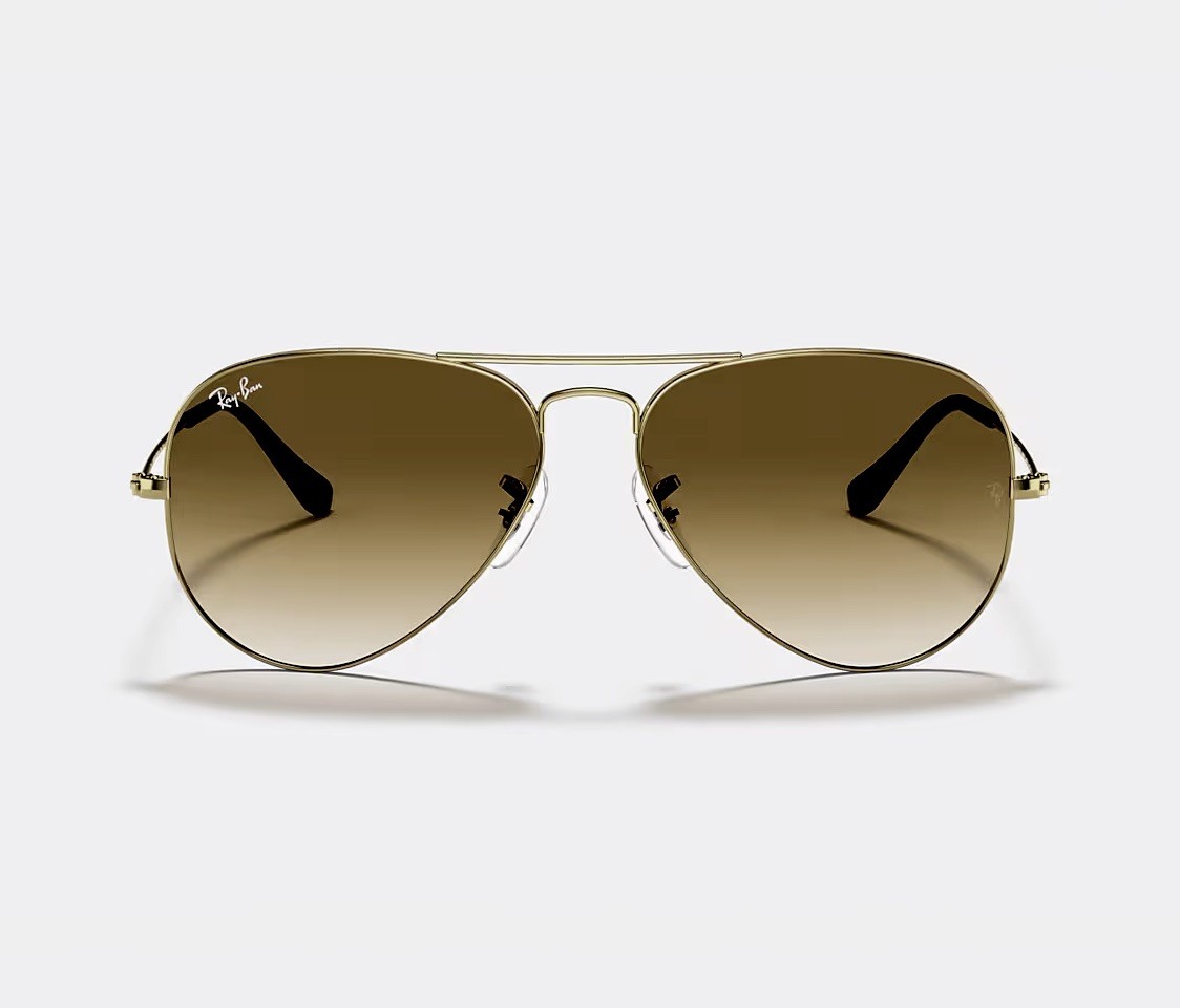 Ray Ban Aviator RB3025 Large Metal Sunglasses Gold Frame Brown Gradient 58mm