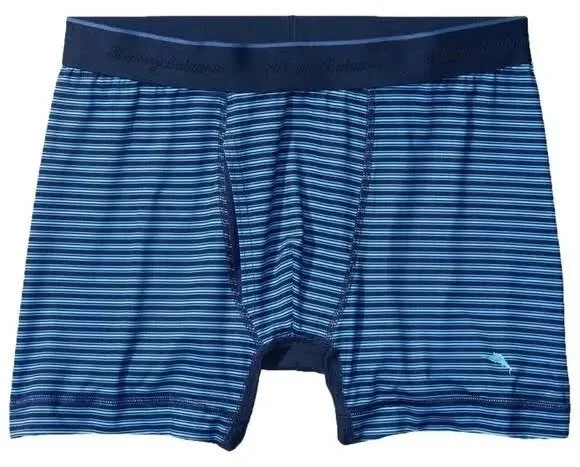 TOMMY BAHAMA Navy Blue Stripe Print Mesh Tech Boxer Briefs NEW Medium