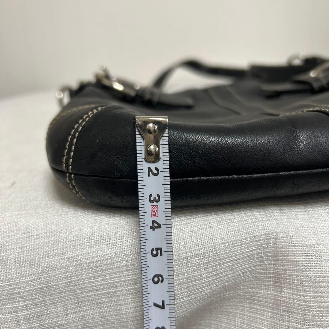 Coach Black Leather Shoulder Bag 10.6 inch Damaged Metal Zippers