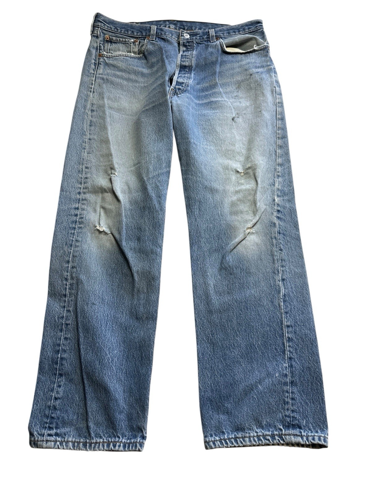 Vintage Levi’s 501 Blue 90s USA Button Fly 1990s Men’s 501xx 36X29 Distressed