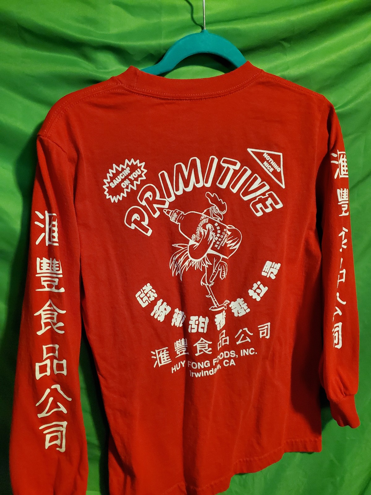 Primitive Skateboarding x Huy Fong Sriracha Hot Sauce Long Sleeve T Shirt L Red