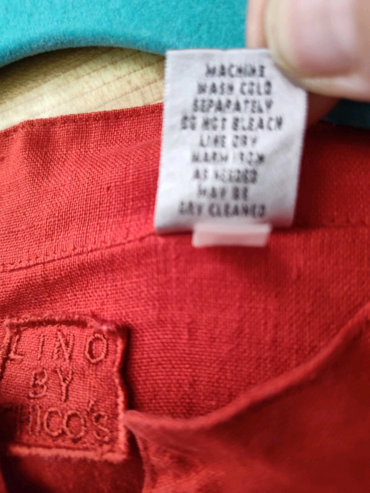 Chico’s Linen No Iron Solid Red Button Long Sleeve Ruffle Cuff Tunic Sz 3 =16-18