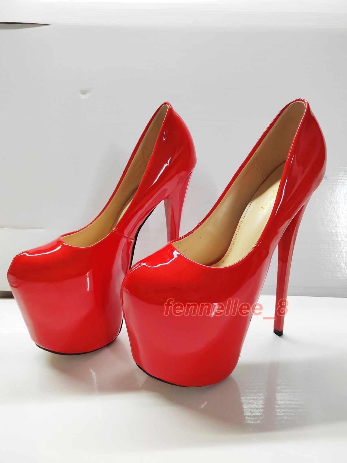 19cm Super High Stiletto Heel Platform Patent Leather Women Pumps Nightclub Sexy