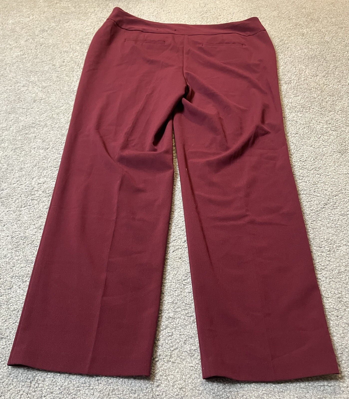 Roz & Ali Woman’s Crop Pants 14W Burgundy High Rise Straight Leg Pockets Stretch