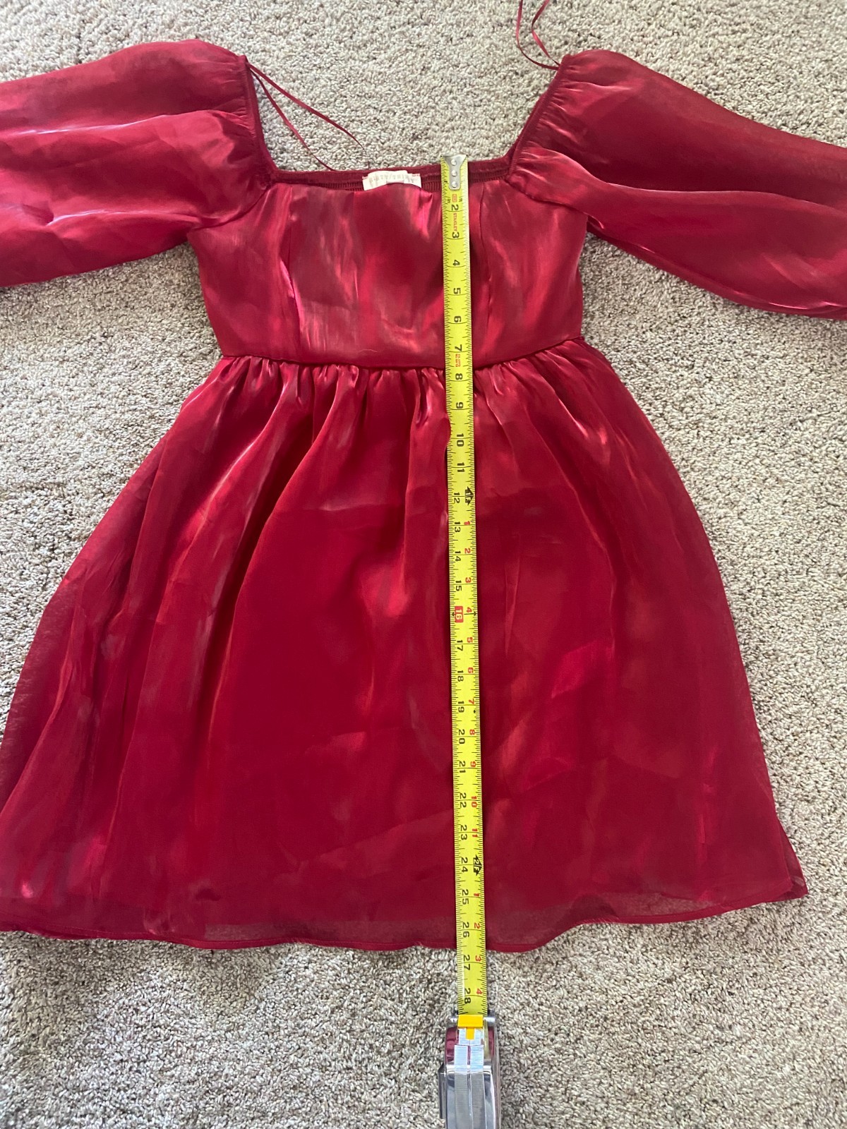 Thirty Thirty LA Women’s Red Shinny Sheer Chiffon Mini Party Dress – Size Small
