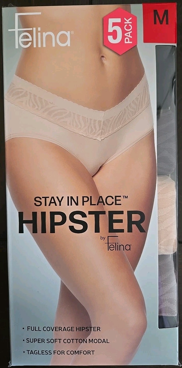 🌟NEW🌟 Felina Women’s 5-Pack Full Coverage Hipster Panties, MEDIUM, Multicolor
