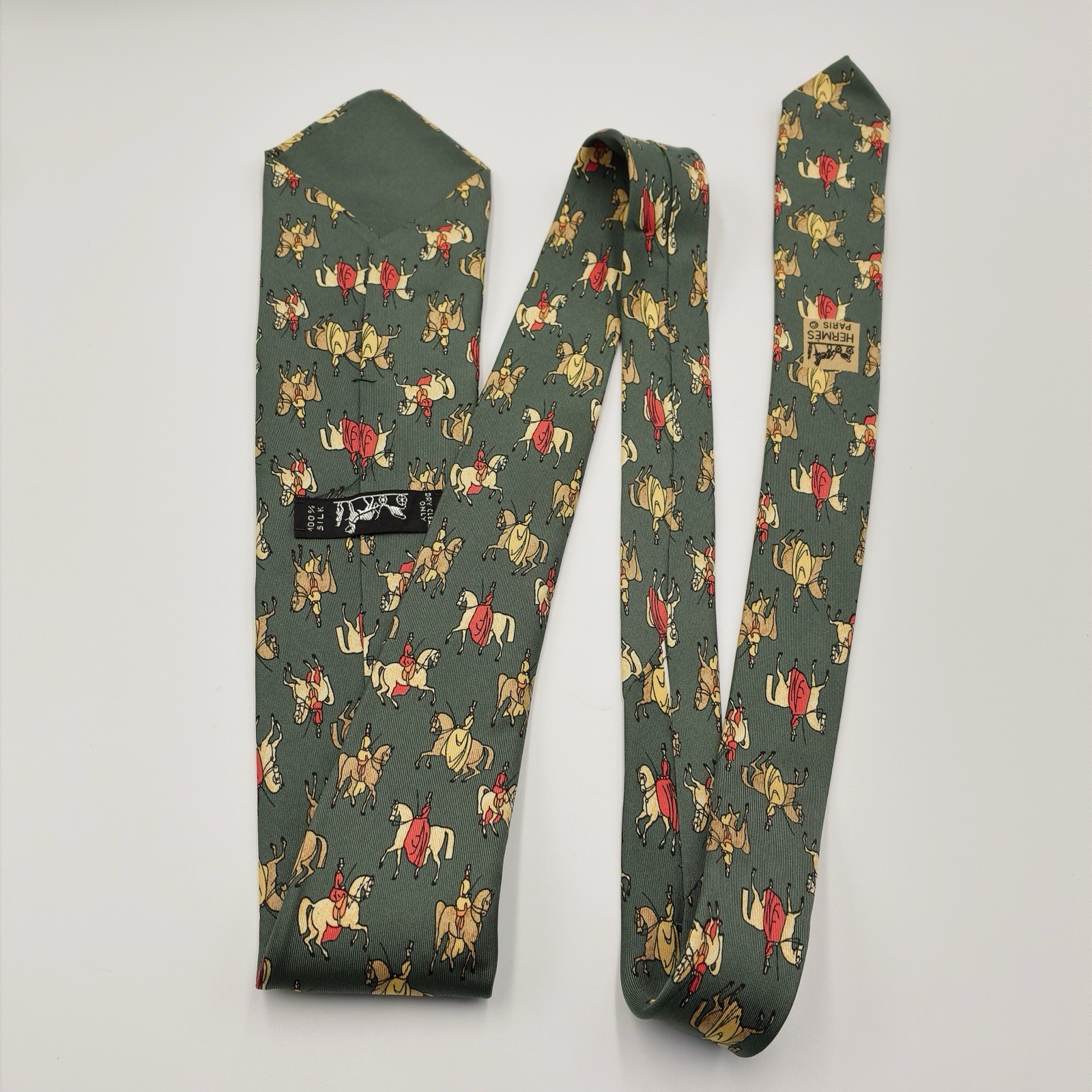Vintage Hermès Tie, Horse, Horseback Riding, 7413HA, 100% Silk, W: 3.5 in