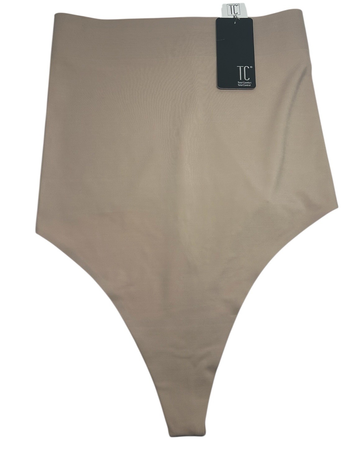 TC Intimates Womens Beige Sleek Firm Control High-Waist Thong Panty Size XL