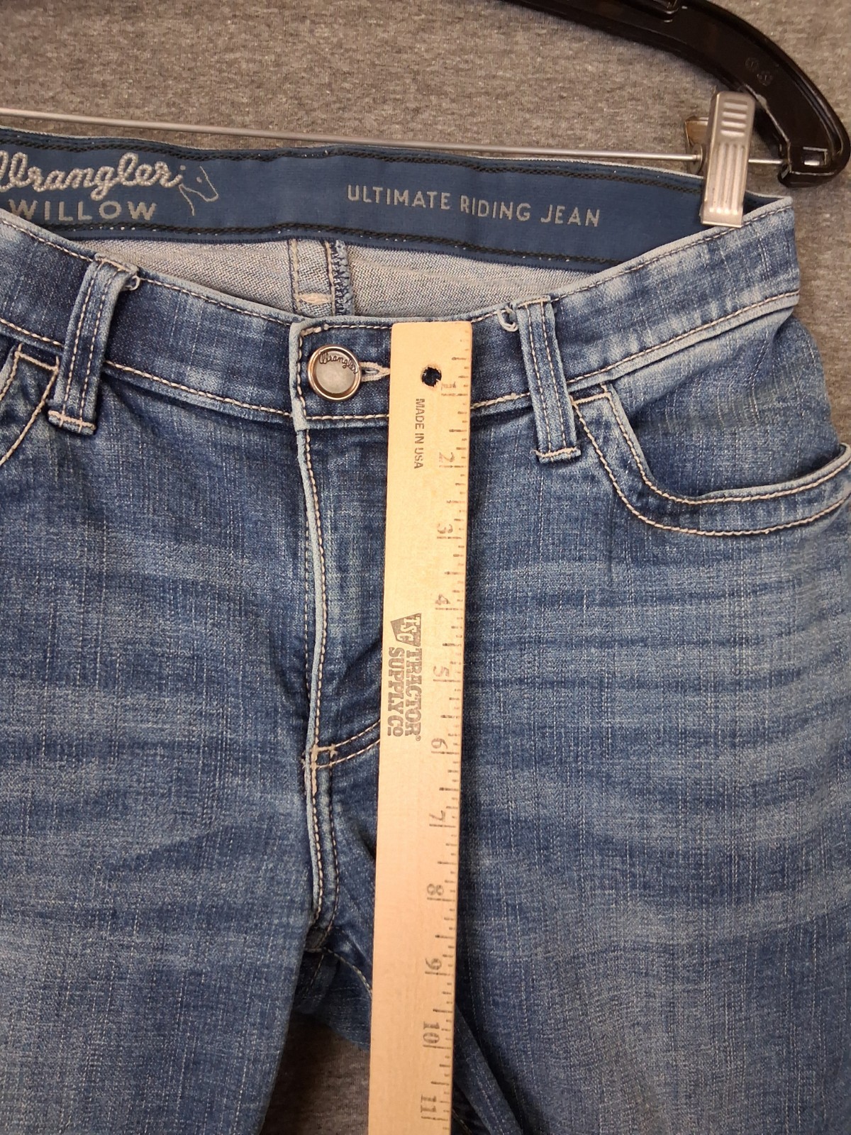Wrangler Womens Jeans 7×34 Blue Denim Willow Ultimate Riding Whisker Western
